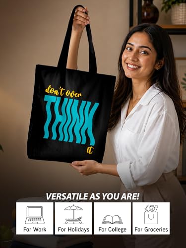 Image of DOODLE Premium Canvas Tote Bag for Women with Zip and Inner Pocket for Shopping, Office, Travel and Daily Use