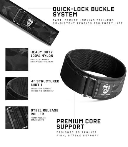 Image of Gymreapers Quick Locking Weight Lifting Belt for Men Gym Belt for Powerlifting Deadlift Belt with 4 Inch Neoprene Metal Buckle Back Support Weightlifting Belt Women
