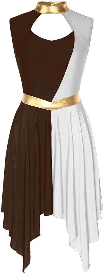 Vsadsau Womens Praise Dance Dress Sleeveless Cutout Back Lyrical Dancewear Church Ballet Dance Costume