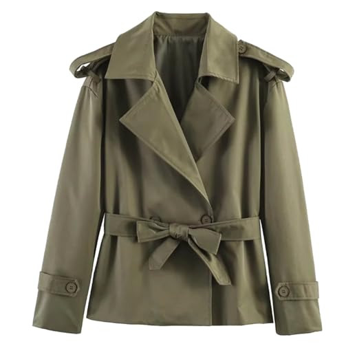 Trench court femme imperméable veste mi-saison avec ceinture