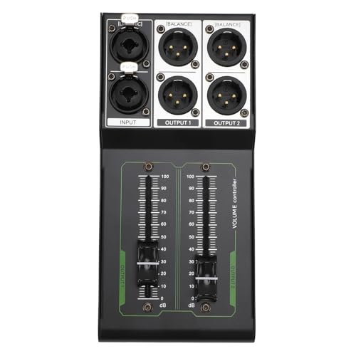 Passive Monitor Volume Controller, XLR 1 Input 2 Output Passive Stereo Studio Controller, High Precise 70Mm Fader, Controller for Studio & Home Audio System