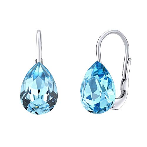 SILVEGO - SILVEGOVSW080E - Pendientes para Mujer de Plata 925 con Swarovski® Crystals Gota Azul Cover