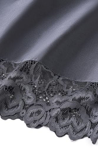 Image of BABEYOND Satin Kimono Robe Silky Long Bridesmaid Wedding Lightweight Bath Robe with Lace Trim