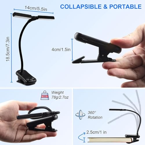 Lampe de lecture à clip USB avec 14 LED et 8 intensités - 8