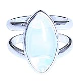 Anillo delicado de piedra lunar ovalada vintage boho chic