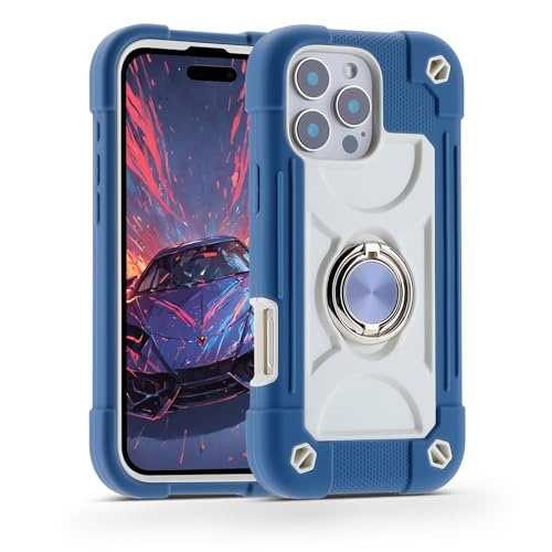 Image of MARKILL Compatible with iPhone Case with Ring Stand, Military Grade Drop Protection Full Body Rugged Heavy Duty Protective Durable Cover iPhone. (Blue, iPhone 16 Pro 6.3 inch)