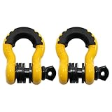 Dリング シャックル 3/4" 二個セット 牽引器 オフロードカー SUV ATV トレーラー キャンピングカー 取り付ける簡単 高強度 スポーツユーティリティ (イエロー)