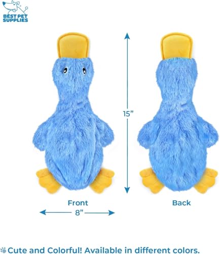 Image of Best Pet Supplies Interactive Squeaky Dog Chew Toy, Ideal Dog Toys for Chewers, Small, Medium & Large Dogs, and Fetch Lovers - Crinkle Duck (Yellow, Blue, Pink), Large