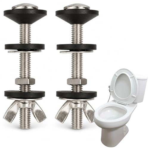 Tornillo inodoro cisterna baja, Kit de fijación para inodoro/cisterna, pernos para tanque de agua WC, Acero Inoxidable, Tamaño del perno 74 x 8 mm, Pack de 2 tornillos