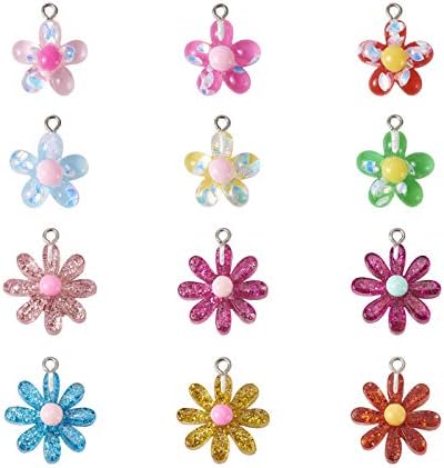 50pcs Undrilled Resin Sunflower Beads 15x5mm Flatback Flower Slime Cabochons for DIY Jewellery Making