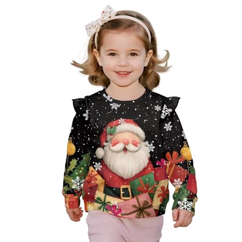 Uourmeti Ruffle Long Sleeve Athletic Shirts for Toddler Girls Sweatshirts Crewneck Tee Tops