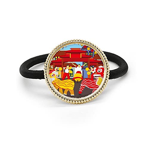 Lazo de pelo de plata esculpido tocado de la danza del león de diseño artesanal