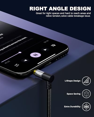 Image of FEDUS Bass-X 3.5mm Male to Female Audio Extension Cable with Mic Support, 1 Meter 90 Degree L-Shape TRRS 4 Pole Conductor Stereo Aux Cord, Extender for Laptop, Phone, Car, Gaming, Speakers, Headphone
