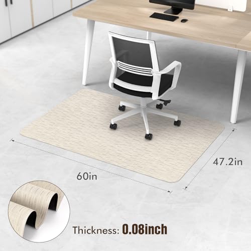 Image of Blvornl Office Chair Mat for Hardwood Floor and Low Pile Carpet, 47.2 inchx 60 inch Desk Chair Mat for Hard Wood, Anti-Slip Hard Floor Protector Rolling Chair Mat, PVC Mat Desk Rug for Home, Light Brown