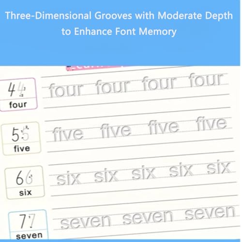 Magic Grooved Handwriting Practice Book for Kids Ages 3-8, Reusable Magic Practice Copybook Trace with Pencil Grips(4PCS/Set), Exercise Book Set with Alphabet, Numbers, Math & Drawing (8) - Image 6