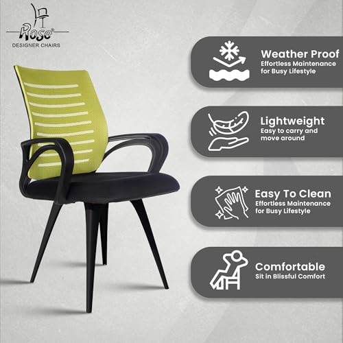 Image of ROSE Elite | 3 Years Brand Warranty | Ergonomic Office Chair, Study, WFH, Revolving, Rolling, Desk, Task, Laptop, Student Chair (Green, Elite MB Reception)