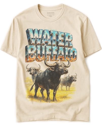 Water Buffalo Heavy Metal Tshirt for Men & Women Farm Animal Lover - 100% Natural Undyed Cotton
