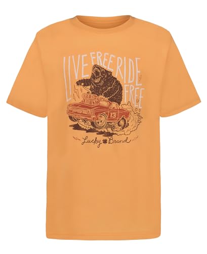 Image of Lucky Brand Boys' Short Sleeve Graphic Crew Neck T-Shirt, Soft, Comfortable, Relaxed Fit