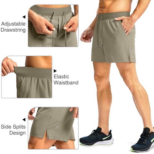 Image of Soothfeel Men's Running Shorts with Zipper Pockets 9 inch / 7 inch / 5 inch Quick Dry Eight Basketball Gym Workout Athletic Shorts