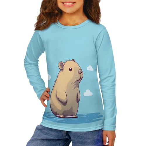 Image of Girls Basic Tee Shirts Outdoor Long Sleeve Shirt Winter Clothes Size 3-16 Top Fall Clothes Gift for Holiday
