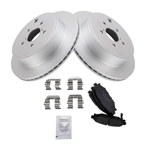 Image of TRQ Rear Brake Pad and Rotor Set Ceramic Coated Rotors Compatible with 2010-2014 Subaru Legacy 3.6R Limited 2010-2013 Legacy 3.6R 2010-2012 Premium