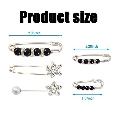 Image of Fashion Pearl Brooch, Sweater Shawl Pearl Pin, Elegant and Fashionable, Enhance your Temperament, Suitable for a Variety of Occasions to Wear (Black)