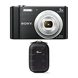 Sony Cyber-Shot W800 Compact Digital Camera (Black) with Lowepro Santiago 20 II Case for Compact Point and Shoot Camera Bundle (2 Items)