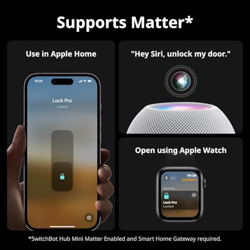 SwitchBot Smart Lock Pro, Keyless Entry Door Lock, Smart Door Lock Front Door, Electronic Smart Deadbolt, Fits Your Existing Deadbolt in Minutes, Add SwitchBot Hub2 to Support Matter, Alexa (Silver) thumbnail 6
