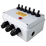 Aquacadabra 6-Way Armoured Garden Switch Box Weatherproof for Outdoor Pond Garden Electrics with Neon Indicator: Control Pond Pumps, Lights and Filters Safely