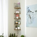 Love-KANKEI Corner Shelf Wall Mount of 5 Tier Rustic Wood Floating Shelves Wall Shelves for Bedroom Living Room Bathroom Kitchen Office and More Carbonized Black - Image 2
