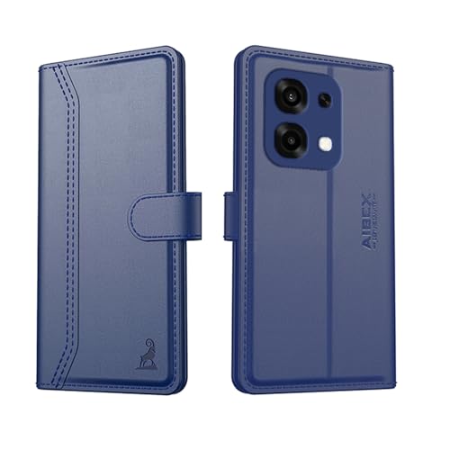 Image of AIBEX Compatible for Oppo F31 5G Flip Cover Leather Finish with Magnatic Closure | Inside TPU with Card Pockets | Wallet Stand | Complete Protection Flip Case -Blue