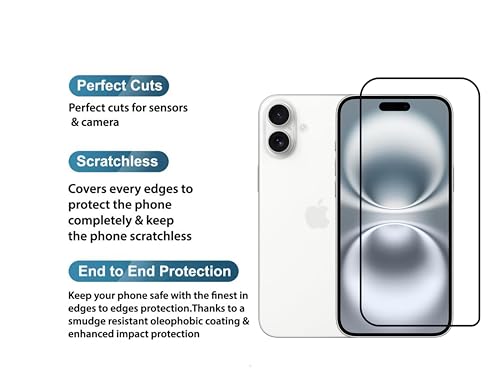 Image of Edge to Edge Screen Protector Tempered Glass for iPhone 16 Plus with Easy Installation Kit Transparent