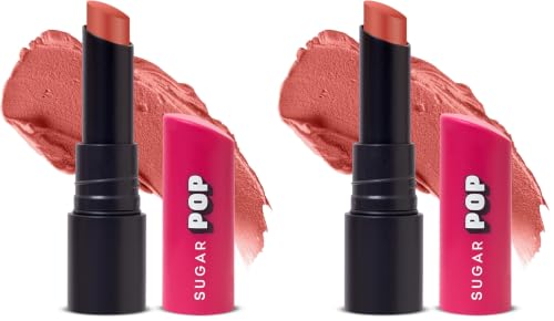 Image of SUGAR POP Ultrastay Transferproof Lipstick | 100% Transferproof | Waterproof Matte Lipstick | Vitamin E | 4 gm - 15 Natural Nude (Pack of 2)