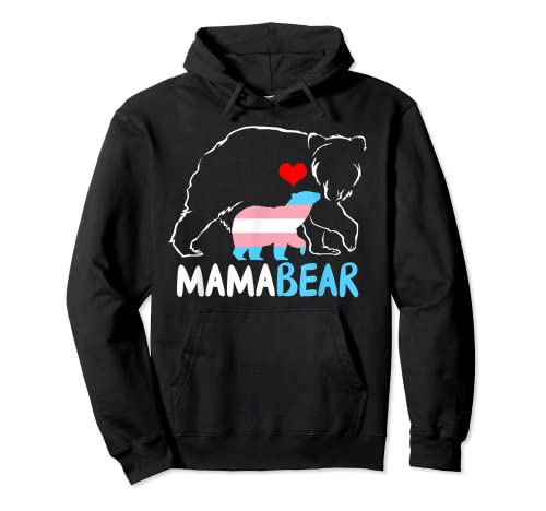 Trans Mama Orso Orgoglioso Mamma Arcobaleno Transgender Festa della Mamma Felpa con Cappuccio
