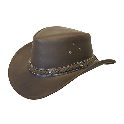 Down Under Leather Hat Brown Large