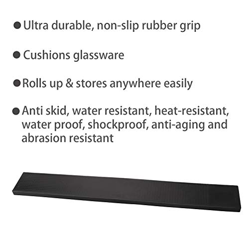 COSOOS Rubber Bar Spill Mat, Non-Slip No-Spill Drink Beer Coffee Bartender Service Mat, Antiskid Drying Dish Mats Trim Bar Rail Runners for Bar Restaurant KTV Home Counter Top 23.6x 3.1inch Black