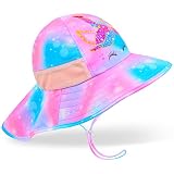 Sun Hat for Kids Anti-UV Girls Sun Hats Wide Brim UPF 50+ Sun Protection Beach Hat with Adjustable C