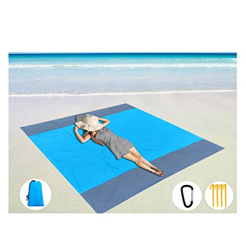 Acazmpar Beach Blanket, Beach Blanket Waterproof Sandproof,Waterproof Picnic Blanket for Travel, Camping, Hiking, Picnic,Music Festivals (Blue/Grey(79