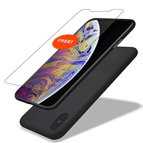 GARLEX-iPhone Xs Max Silicone Case, Ultra Thin Liquid Gel Rubber Phone Cover Case with Hybrid Protection Compatible with iPhone Xs Max 6.5 Inch (2018), Black