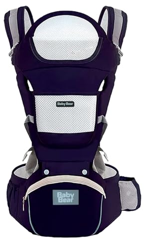 Bolsa Canguru Ergonômica Premium Baby Bear 3 em 1 | Assento Acolchoado| 12 posições | Alças Reguláveis | Bolsos Frontais e Laterais (Azul Marinho)