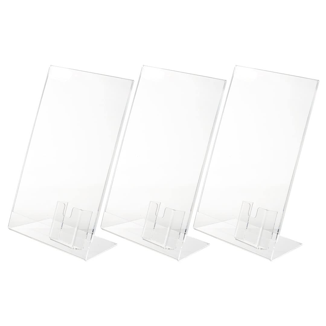 Danieli | Espositore A4 con portabigliettini da visita da scrivania in plastica trasparente | Porta biglietti da visita da tavolo con Cornice Trasparente Portafoto A4 per Fiere, Ristoranti, Uffici