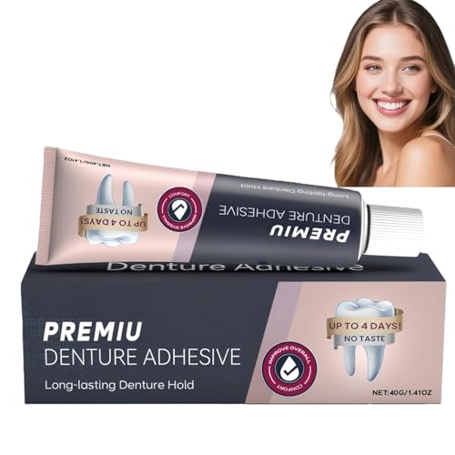 40G Secure Denture Adhesive,Thermoplastic Dental Glue for Teeth,Long-Lasting Tooth Glue Repair Kit,Comfortable Non-Glu/e Cream for Full & Partial Dentures