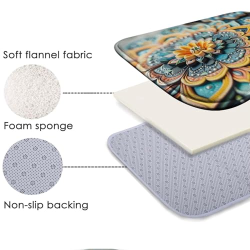 Tapis de bain en mousse à mémoire de forme 3D Fleur lavable taille L - 6