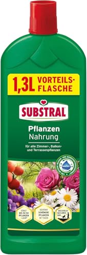Substral Kübel- & Balkonpflanzen Nahrung, 1,3L, Flüssigdünger mit extra Eisen, für alle Blühpflanzen, u.a. Zitruspflanzen, Geranien, Surfinien, Petunien