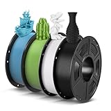 ANYCUBIC PLAフィラメント 3Dプリンター用 造形材料 pla 高密度 高寸法精度 3dプリンター フィラメント 環境保護 純正材料 1.75mm 寸法精度±0.02mm 目詰まりなし 真空パッケージ DIY 家庭 学校 事務所等向け fdm 3dプリンター用 3dペン用 造形素材 4kg （黒＋白＋春葉緑＋トルコ石青）