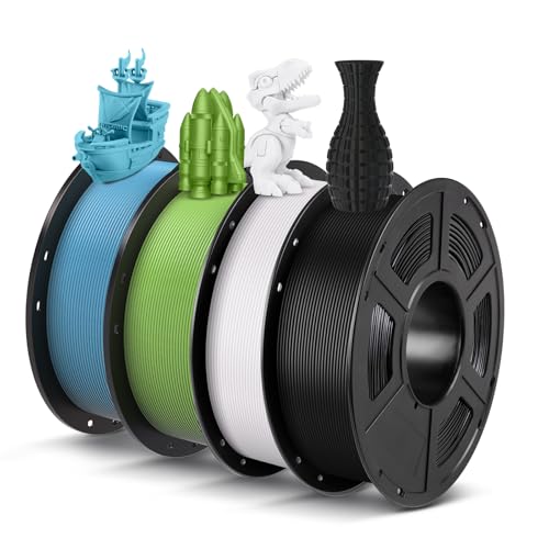 Image of ANYCUBIC PLA Filament 1.75mm Bundle, 3D Printing PLA Filament 1.75mm Dimensional Accuracy + /- 0.02mm, 1KG Spool (2.2 lbs), 4KG Black + White + Spring Leaf + Tropical Turquoise