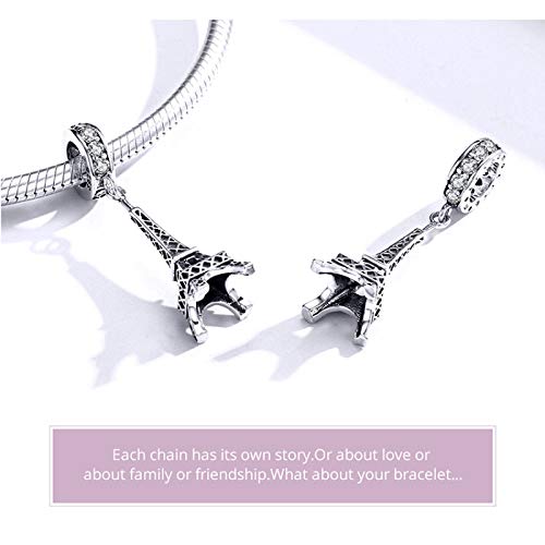 Abalorio de plata 925 Torre Eiffel para pulseras europeas de mujer 2