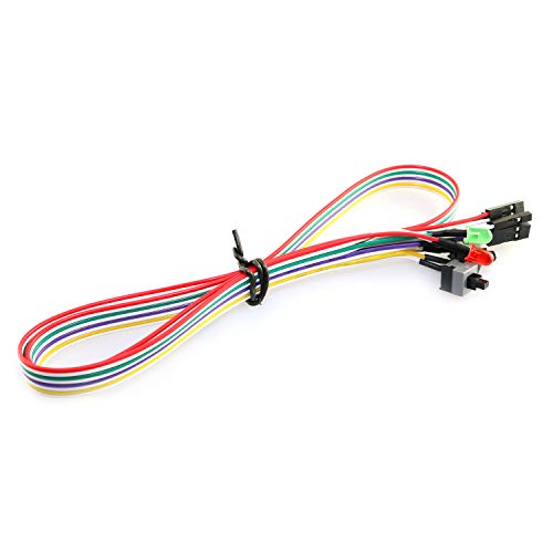 RuiLing 1-Pack ATX Case Front Power Button PC Power Switch Lead with White Green LED Light SW Re-Starting Switch Desktop Computer Power Supply Reset HDD Switch Cable