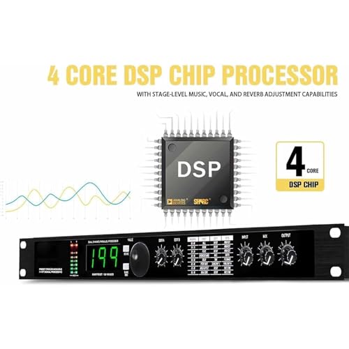 Ecualizador Gráfico Profesional de Audio, Procesador de Señal Digital con 99 Programas Preestablecidos, 199 Efectos de Sonido, Reverberación Digital Profesional para Grabación miniatura 5