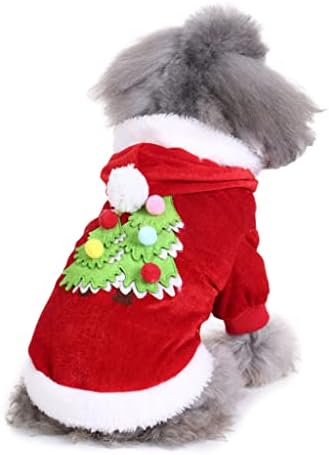 Ornaous Cute Dog Cat Christmas Hoodie, Pet Xmas Tree Cosplay Costume, Puppy Fleece Outfits Warm Clothes（M Size）